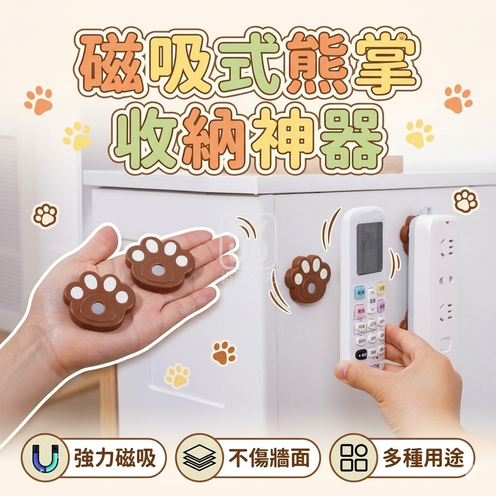 (5個)磁吸式熊掌收納神器