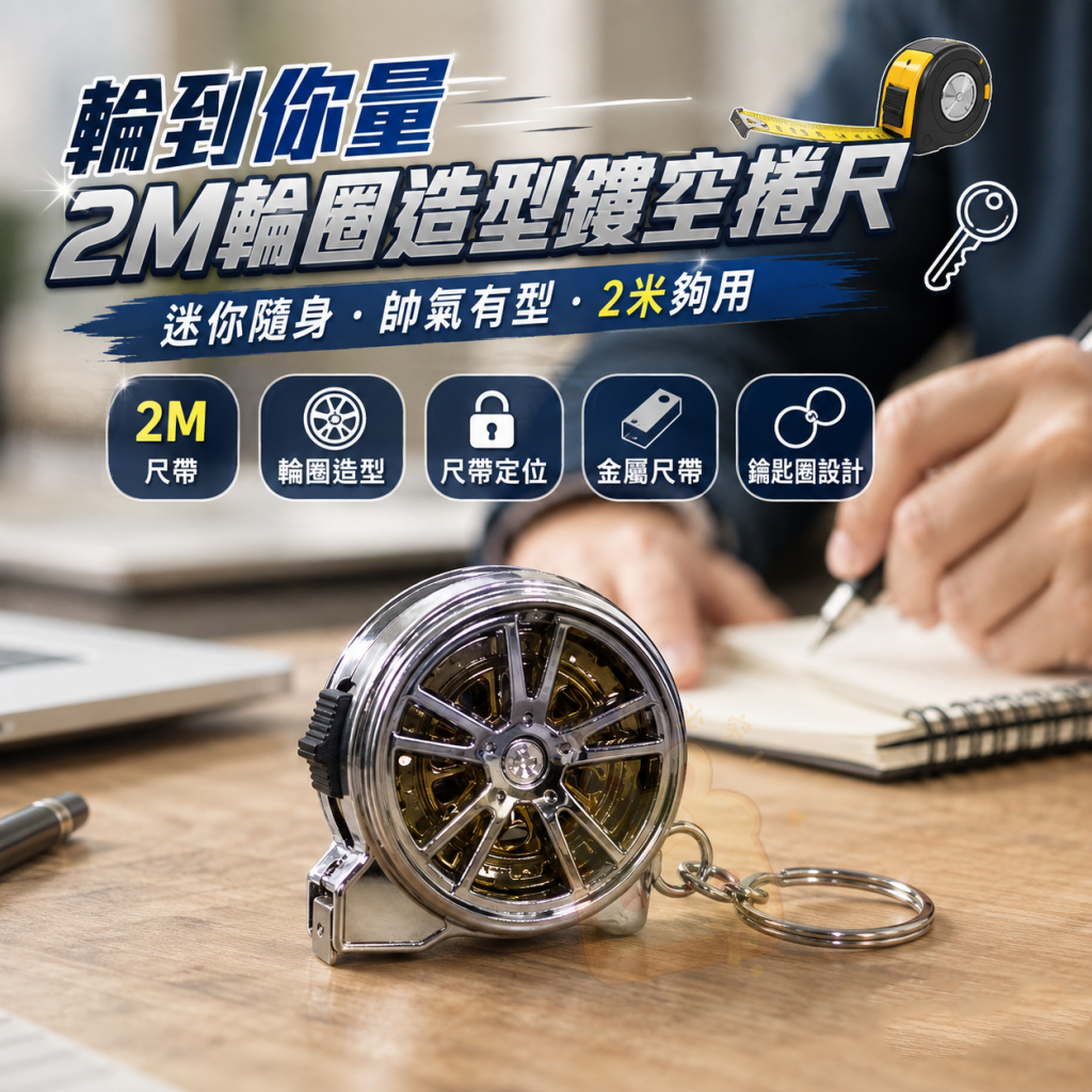 (2個)輪到你量2M輪圈造型鏤空捲尺