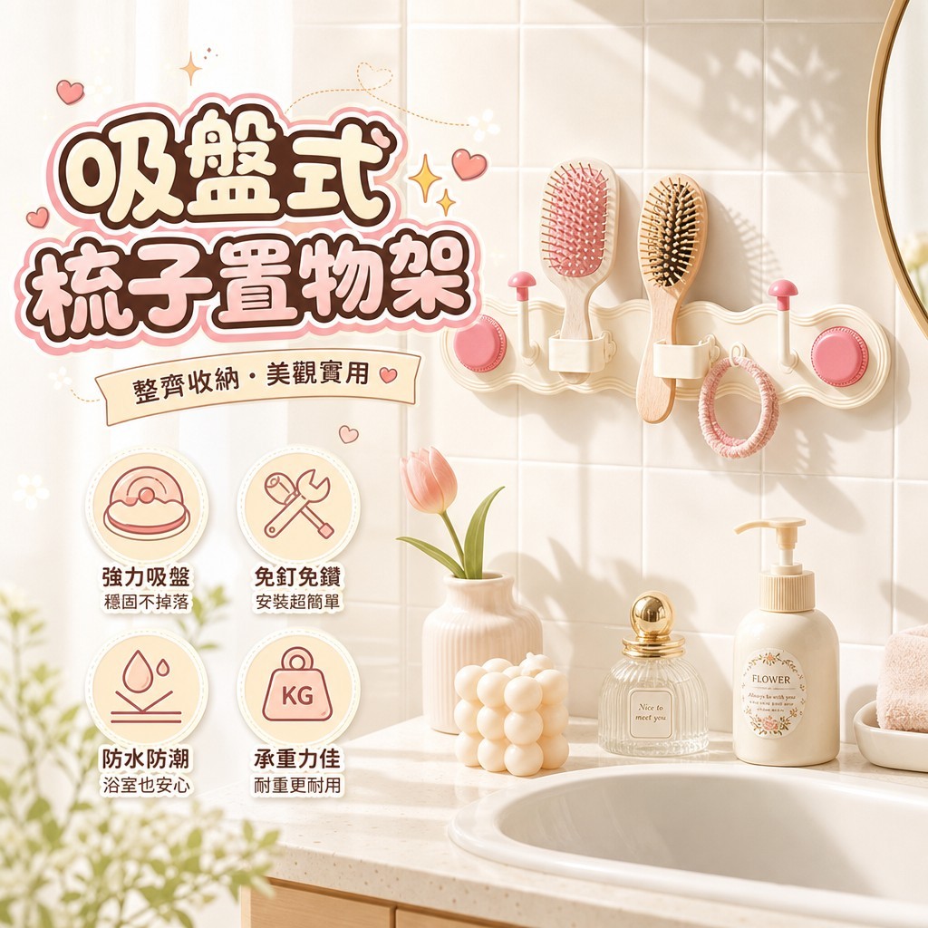 吸盤式梳子置物架