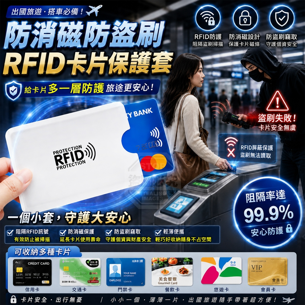 (4組)出國旅遊搭車必備防消磁防盜刷RFID卡片保護套 10入