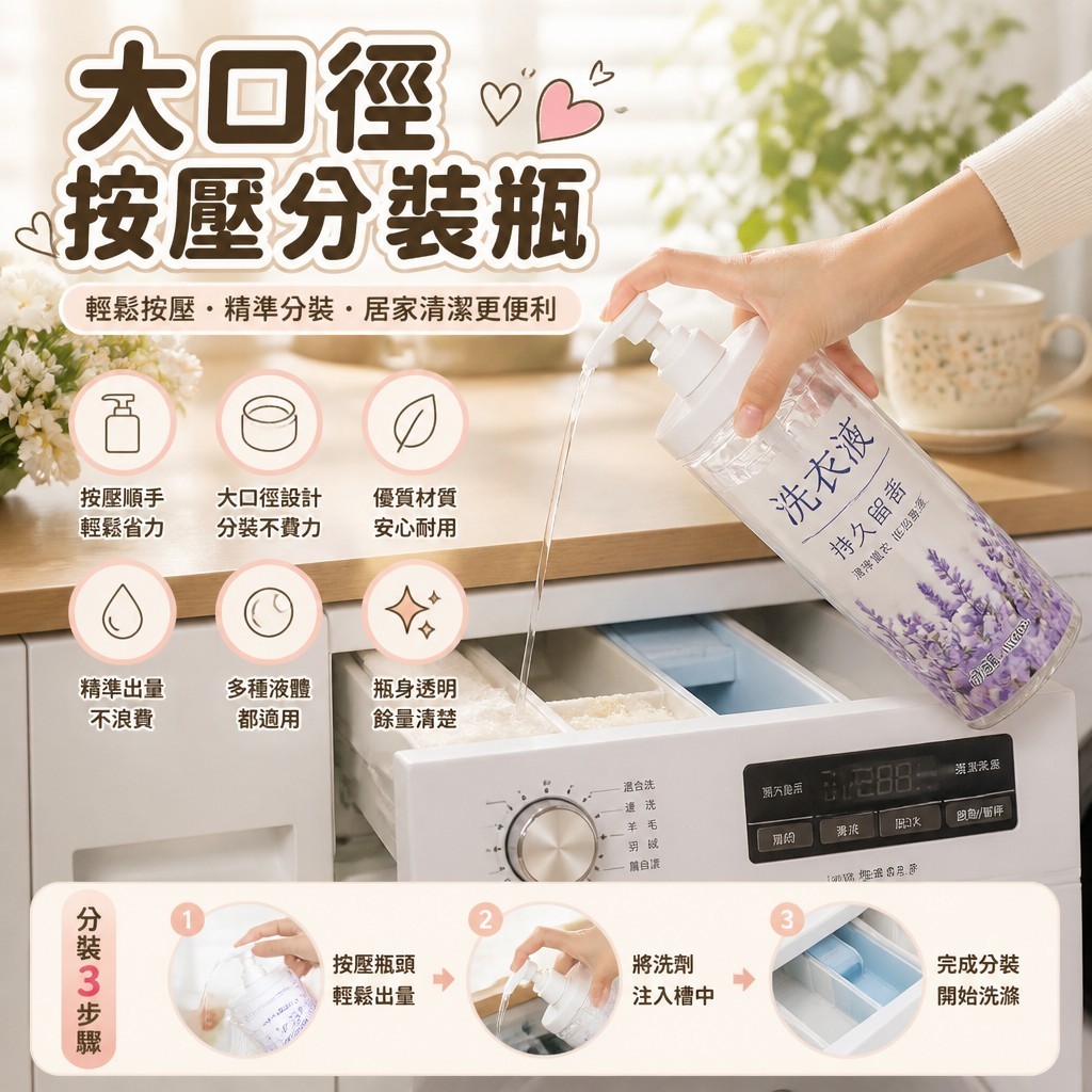 (2個)大口徑按壓分装瓶