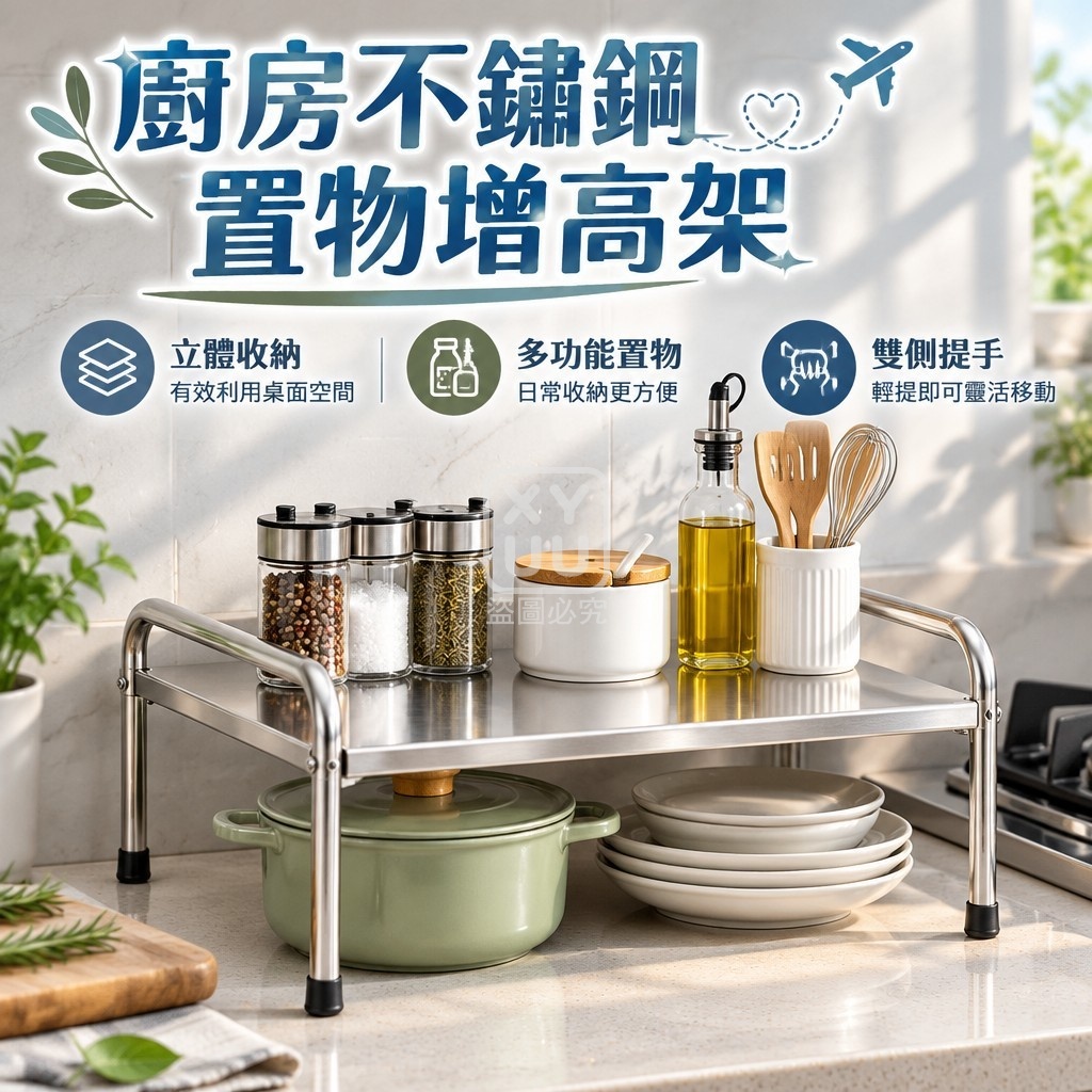廚房不鏽鋼置物增高架