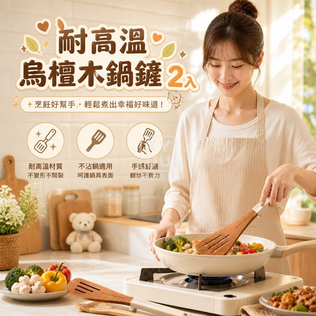 耐高溫烏檀木鍋鏟 2入