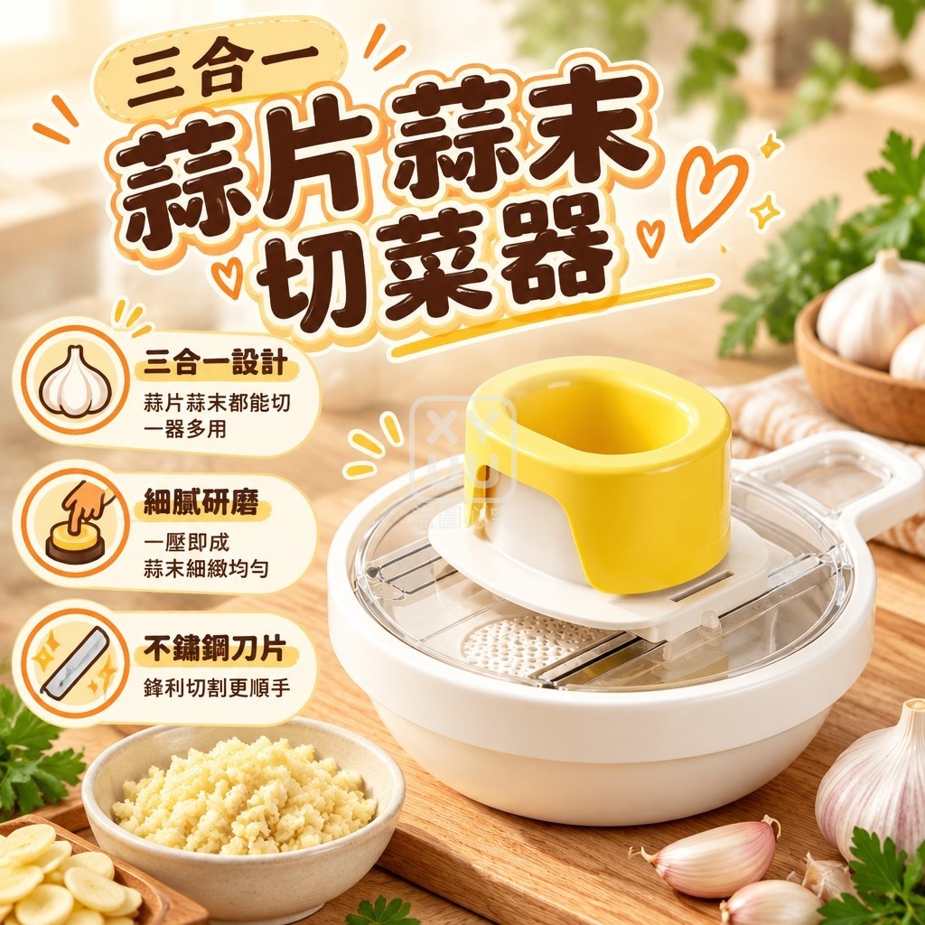 三合一蒜片蒜末切菜器