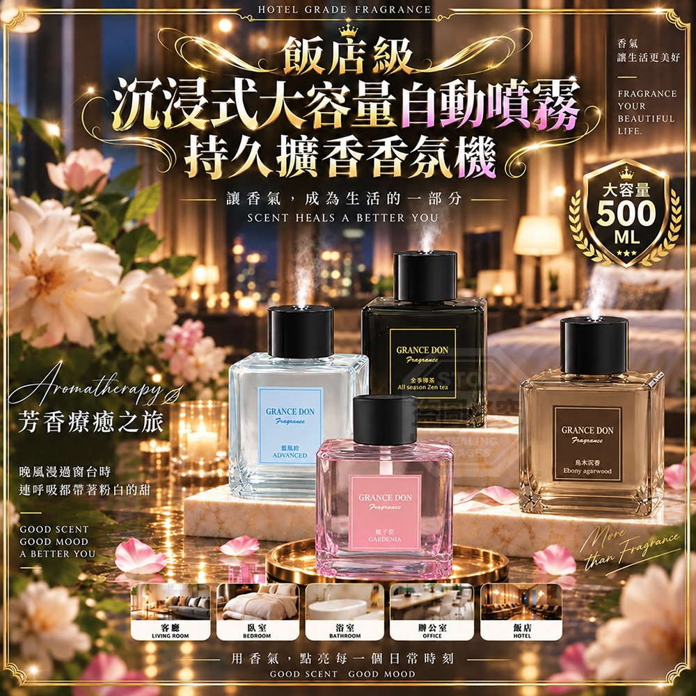 飯店級沉浸式大容量自動噴霧持久擴香香氛機