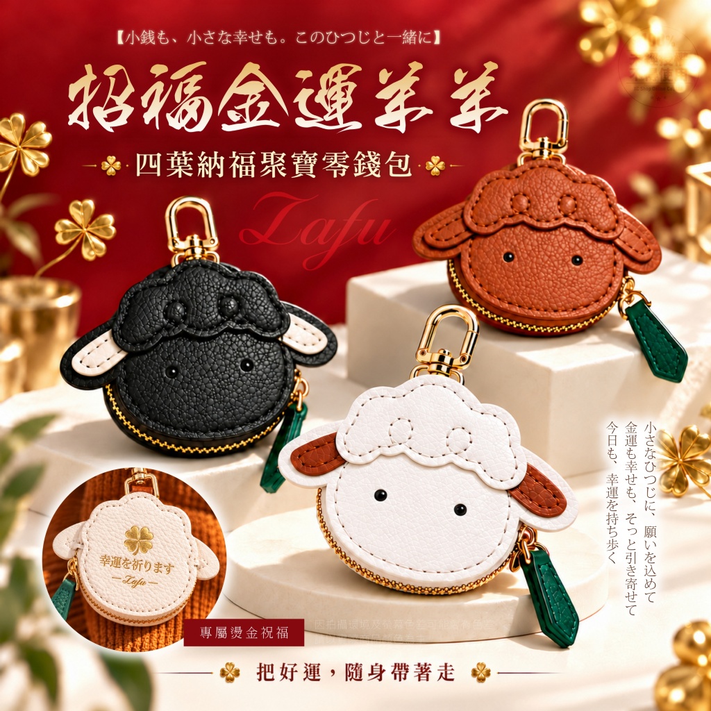 LAFU菈馥®2027 金運羊羊 四葉納福聚寶零錢包