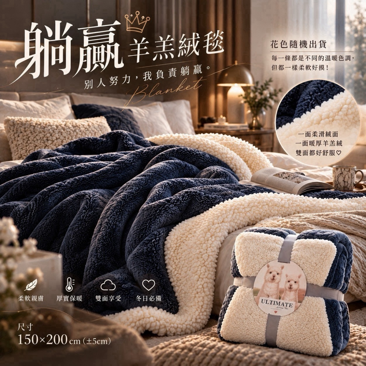 躺贏羊羔絨毯 精美緞帶裝